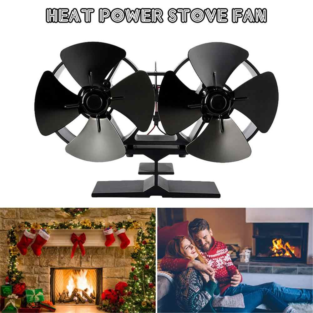 Efficient Double Black Fireplace Fan Heat Powered Stove Fan throughout proportions 1001 X 1001