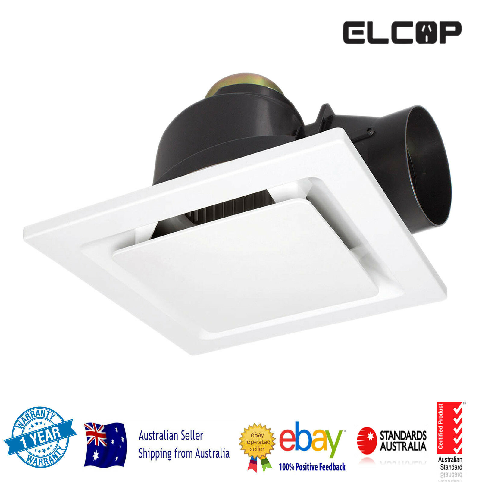 Elcop Powerful White Square Exhaust Fan With 290mm Round Cutout Local Pick Up within proportions 1600 X 1600