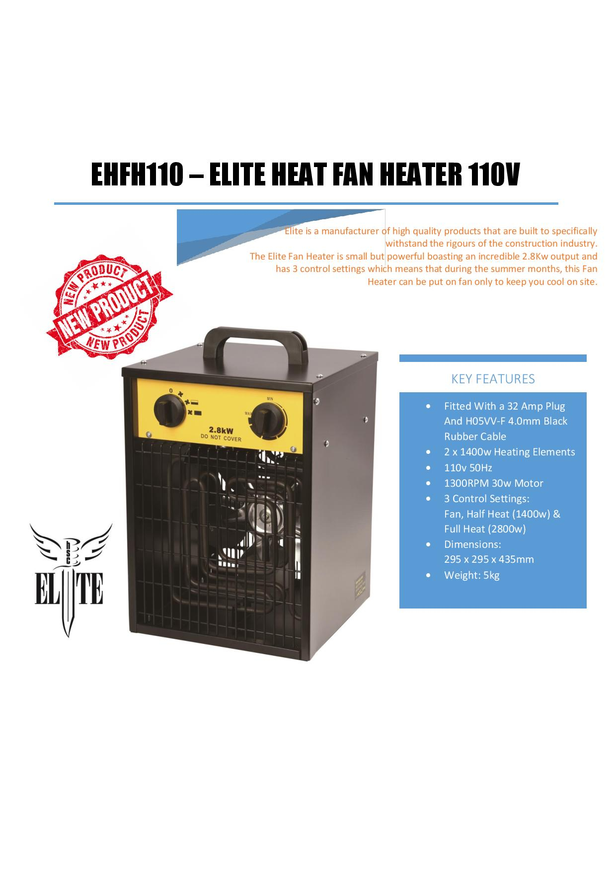 Elite Fan Heater 28kw 110 Volt With 32amp Plug H500 X with regard to dimensions 1240 X 1754