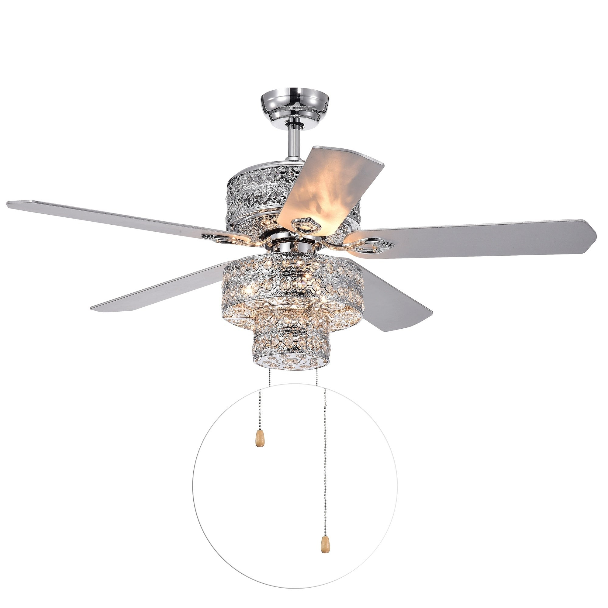 Empire Trois 5 Blade Silver Chandelier Ceiling Fan 52 Inch Optional Remote Includes 2 Blade Colors with proportions 2000 X 2000