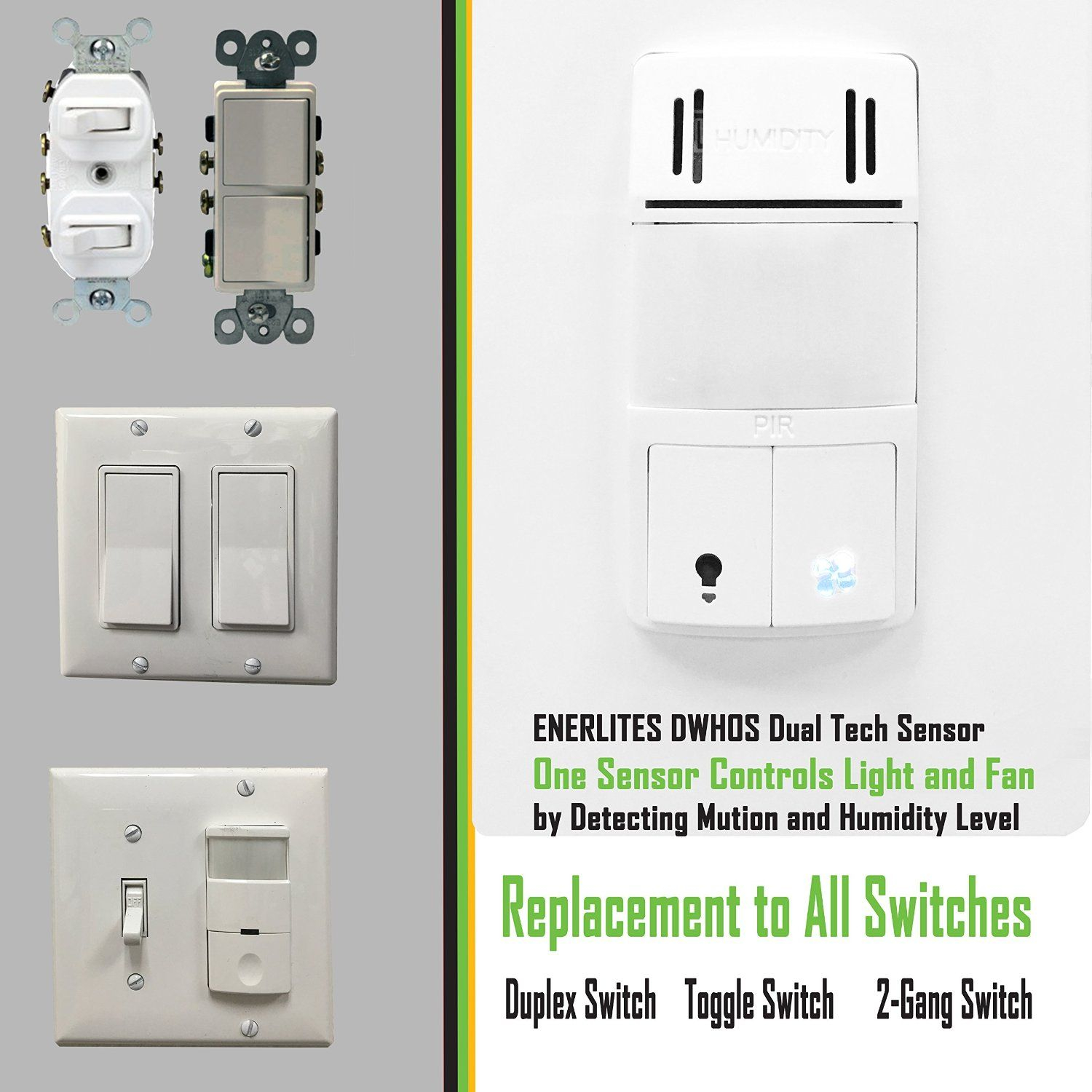 Enerlites Dwhos W Humiditymotion Sensor Switch For Bathroom with regard to measurements 1500 X 1500