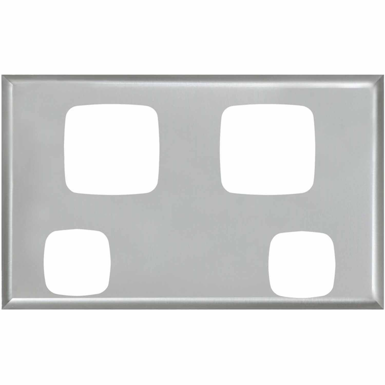 Excel Excel Double Power Point Cover Plate Vertical W 117mm H 73mm Matt Silver with regard to sizing 1500 X 1500