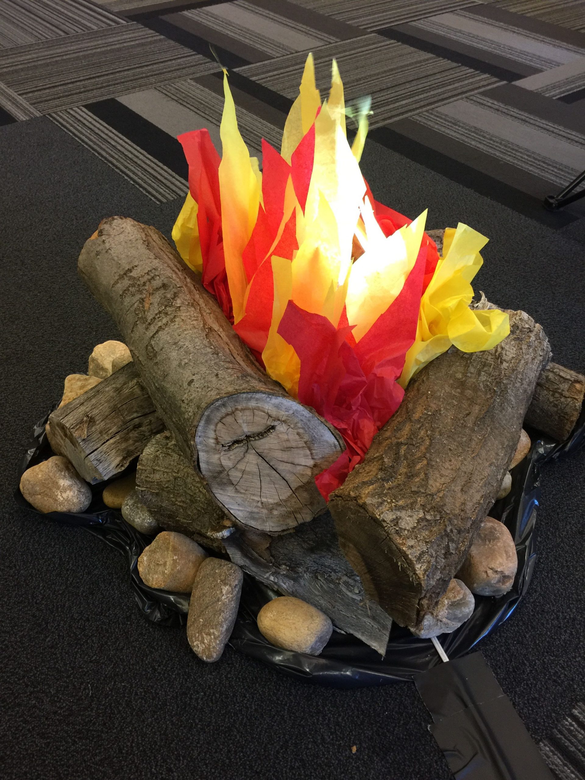 Fake Campfire Made With A Fan Tissue Paper And Led Lamps pertaining to proportions 2448 X 3264