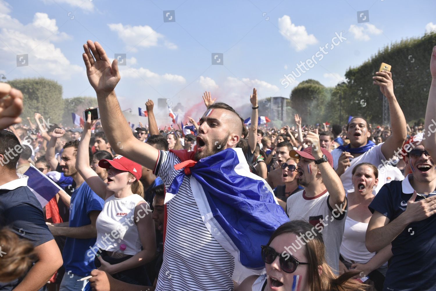 French Supporters Celebrate Eiffel Tower Fan Zone Editorial regarding dimensions 1500 X 1000