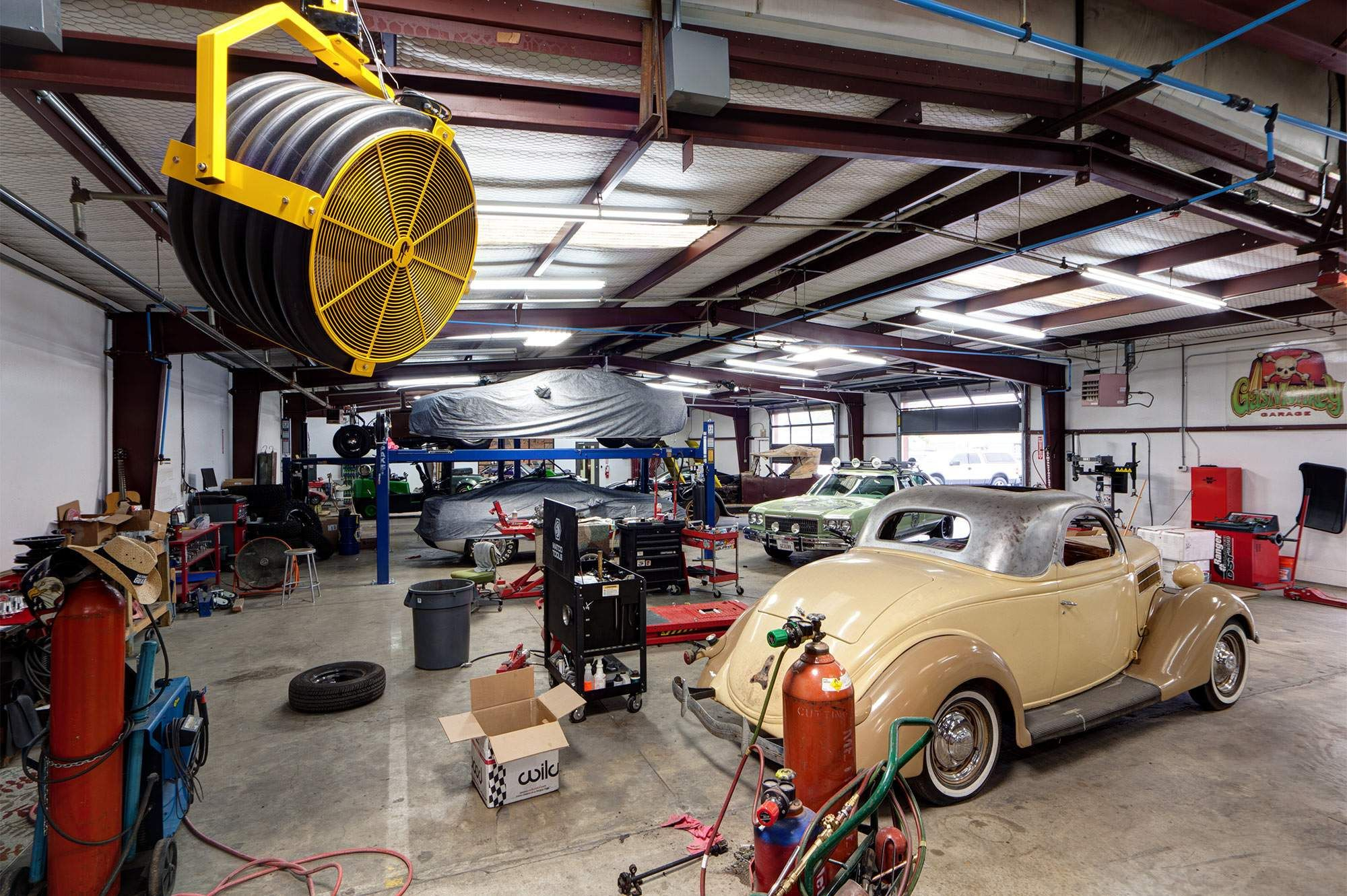 Gas Monkey Garage Uses Large Portable Fans Ceiling Fans with regard to size 2000 X 1331
