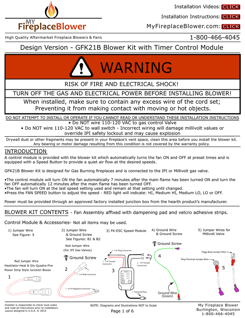 Gfk21b Fireplace Blower Fan Kit Installation Instructions inside size 791 X 1024