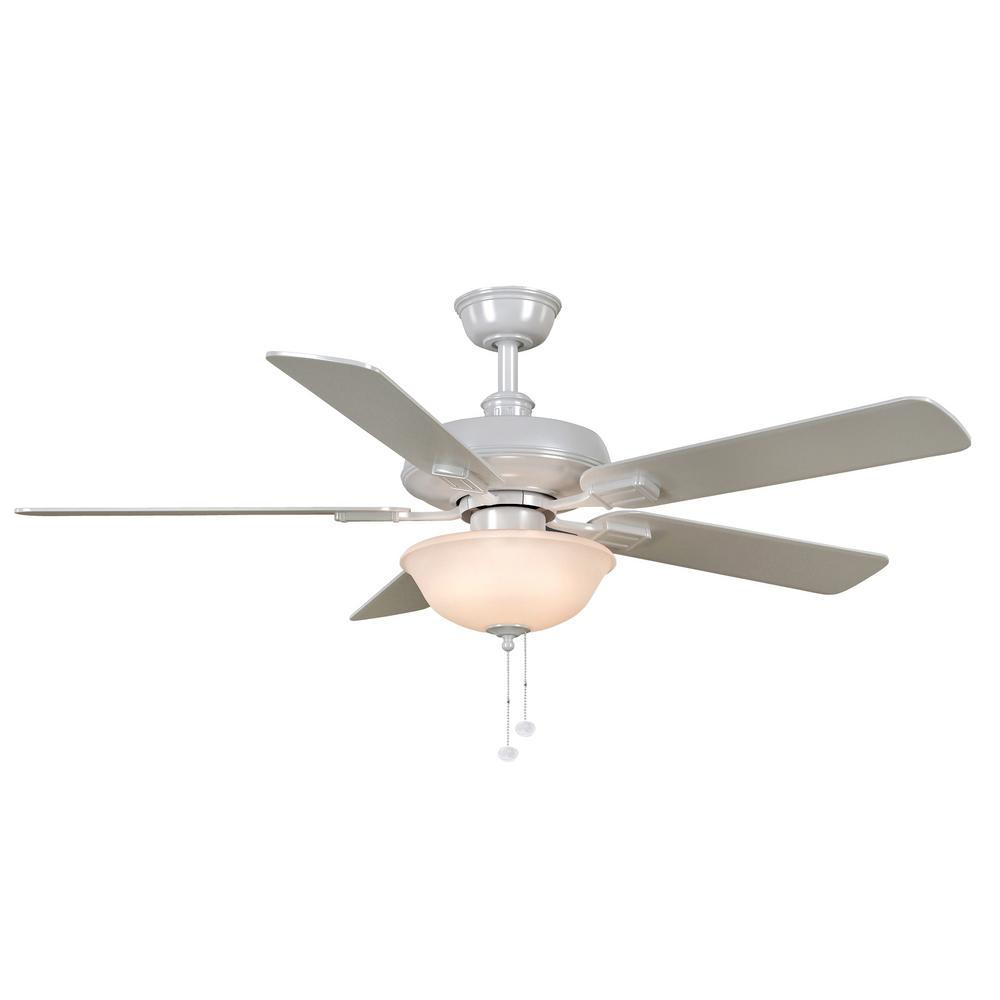 Hampton Bay Larson 52 In Led White Ceiling Fan With Light Kit regarding proportions 1000 X 1000