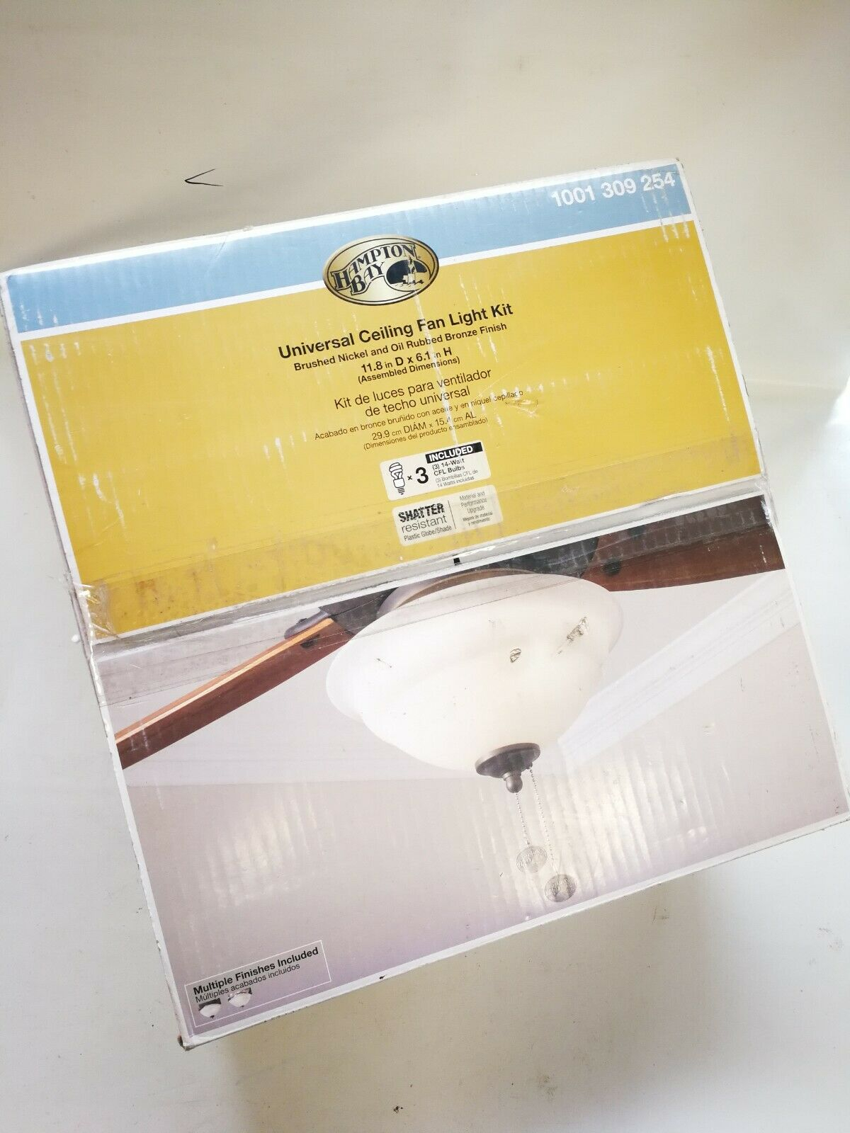 Hampton Bay Universal Ceiling Fan Light Kit 64169 Shatter Resistant Bowl in proportions 1200 X 1600