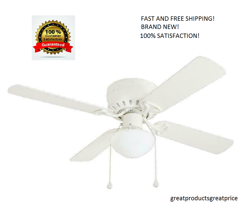 Harbor Breeze 42 In White Flush Mount Indoor Ceiling Fan With Light Kit Armitage throughout sizing 968 X 816