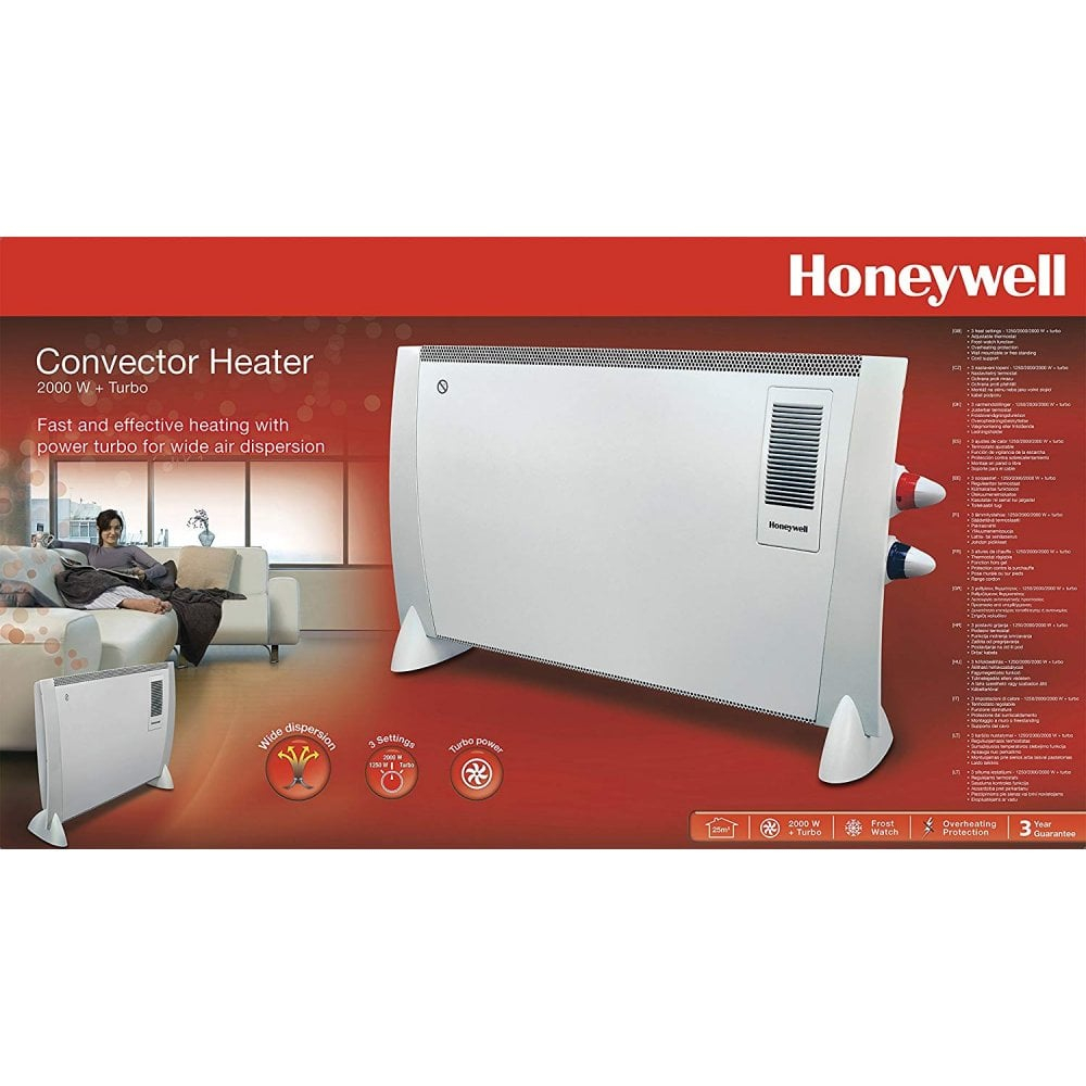 Honeywell Hz 823fe 2kw Turbo Fan Convector Electric Thermostat Heater In White regarding dimensions 1000 X 1000
