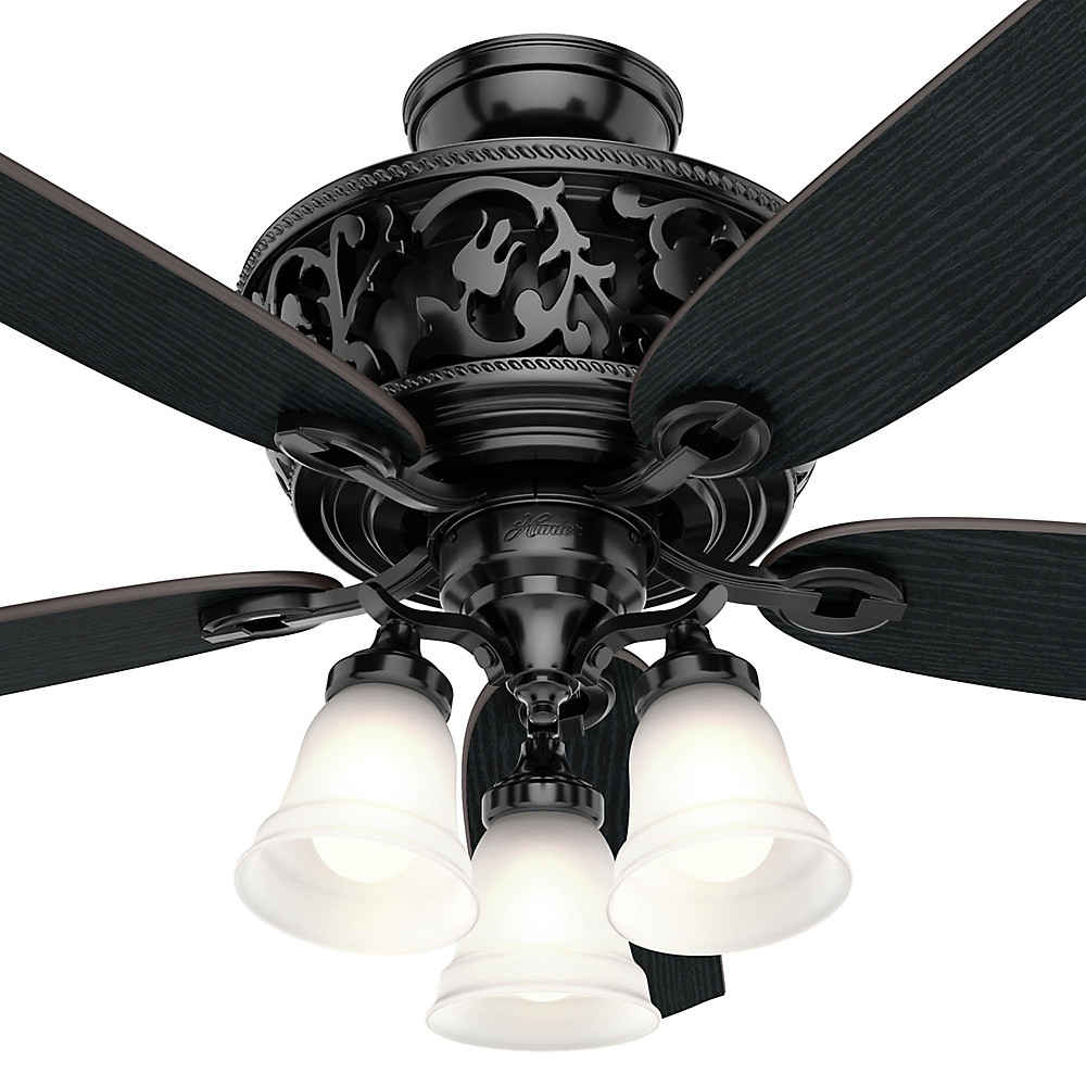 Hunter 54 Promenade Gloss Black Ceiling Fan With Light Kit And Remote intended for sizing 1000 X 1000