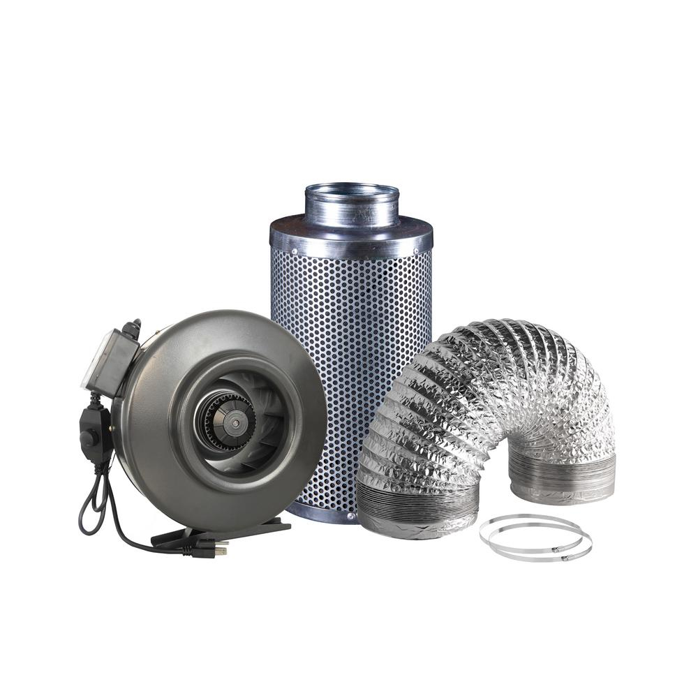 Hydro Crunch 410 Cfm 6 In Centrifugal Inline Duct Fan With Carbon Filter And Aluminum Ducting For Indoor Garden Ventilation with sizing 1000 X 1000