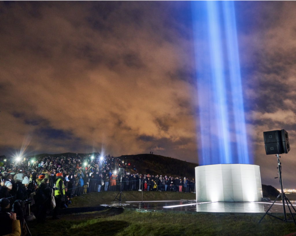 Icelands Imagine Peace Tower To Be Relit In Honor Of John intended for sizing 1024 X 815