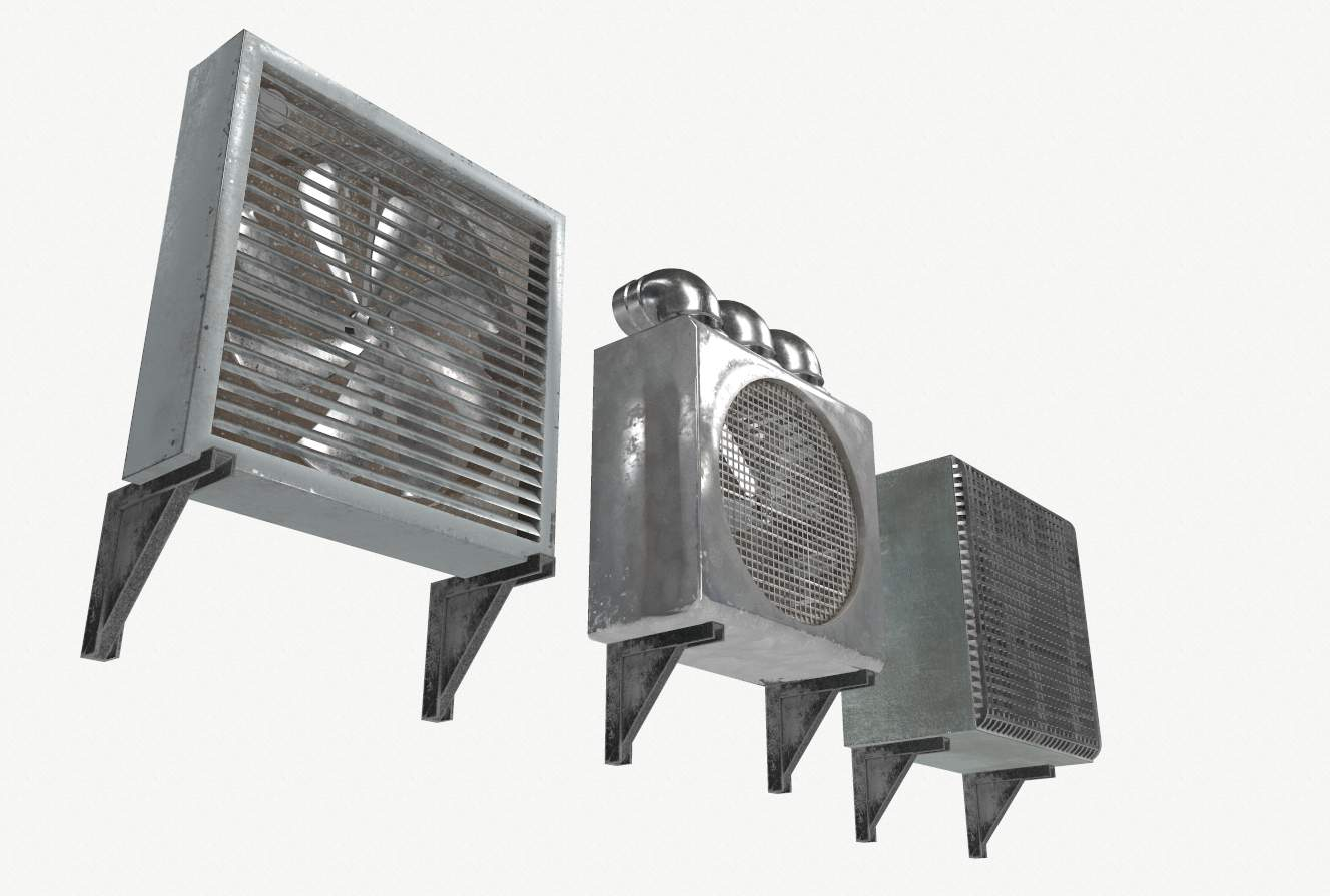 Industrial Exhaust Fans And Vents 3d Model throughout size 1328 X 895