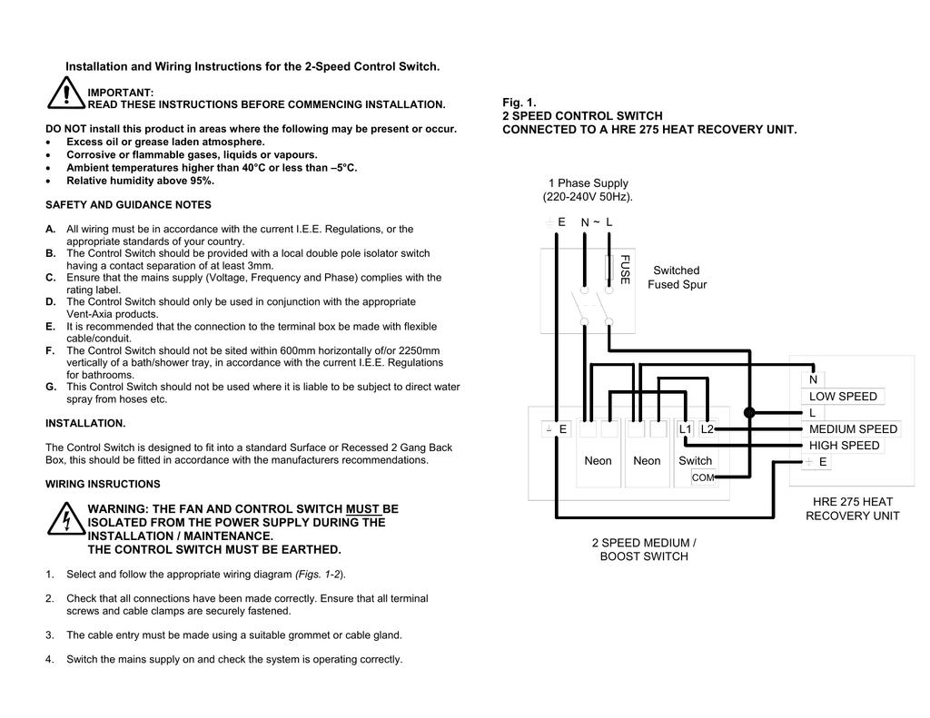 Installation And Wiring Instructions For The 2 Speed Control within sizing 1024 X 791