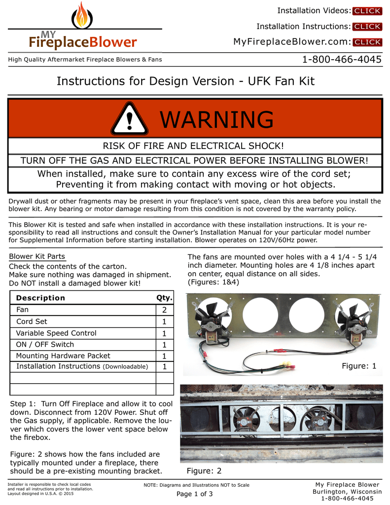 Installation Instructions For Ufk Majestic Fireplace Fan with measurements 791 X 1024