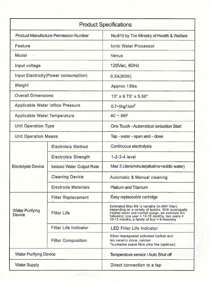 Ionizer Venus Water Ionizer with sizing 800 X 1068