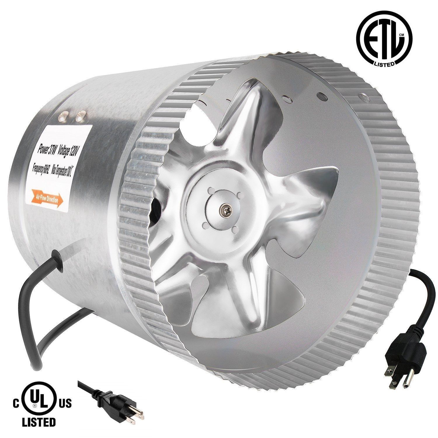 Ipower 6 Inch 240 Cfm Booster Fan Inline Duct Vent Blower For Hvac Exhaust And Intake 55 Grounded Power Cord with measurements 1500 X 1500