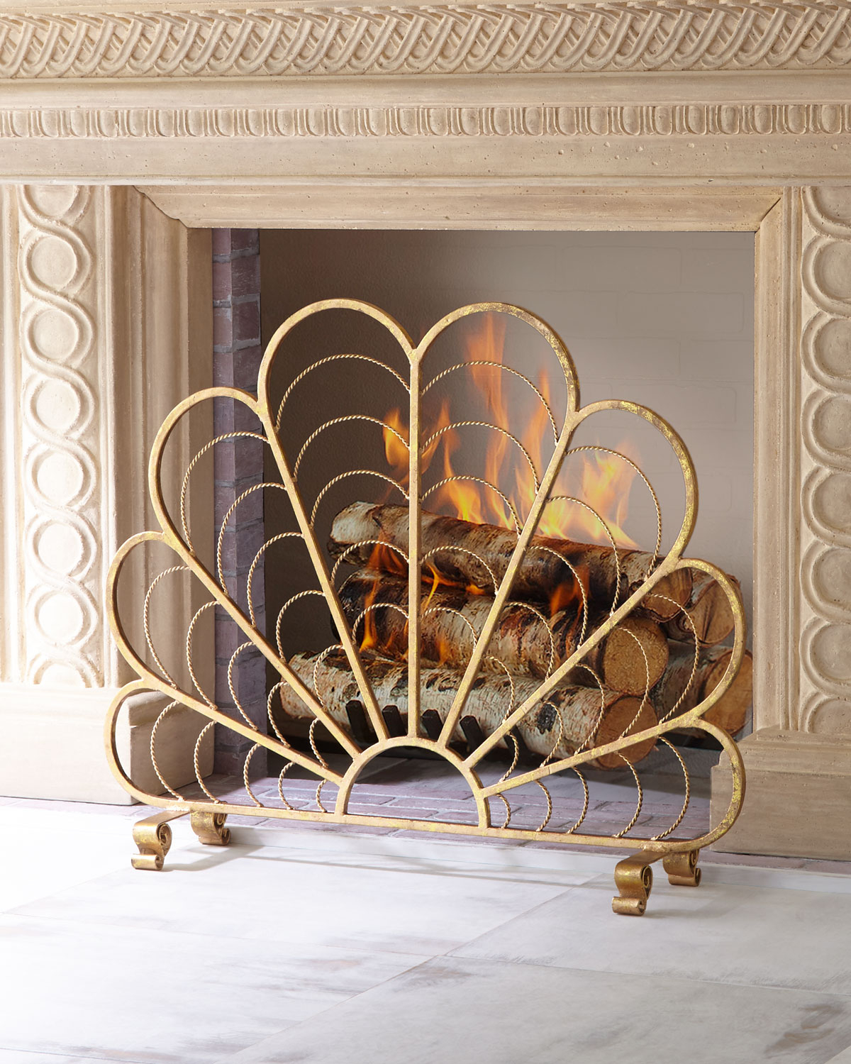Italian Gold Iron Shell Decorative Fireplace Screen with regard to size 1200 X 1500