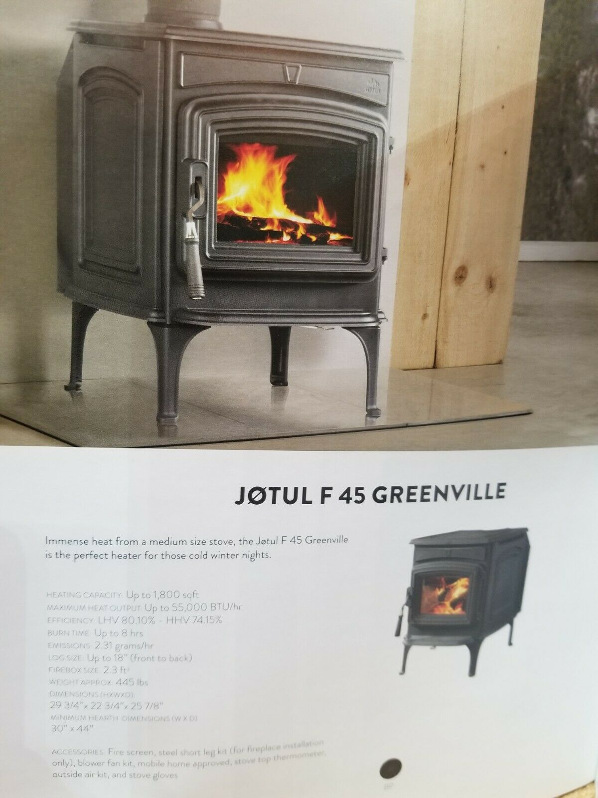 Jotul F45 Greenville Wood Stove New In Crate 55k Btu 1400sq Ft Heater Black with size 1200 X 1600