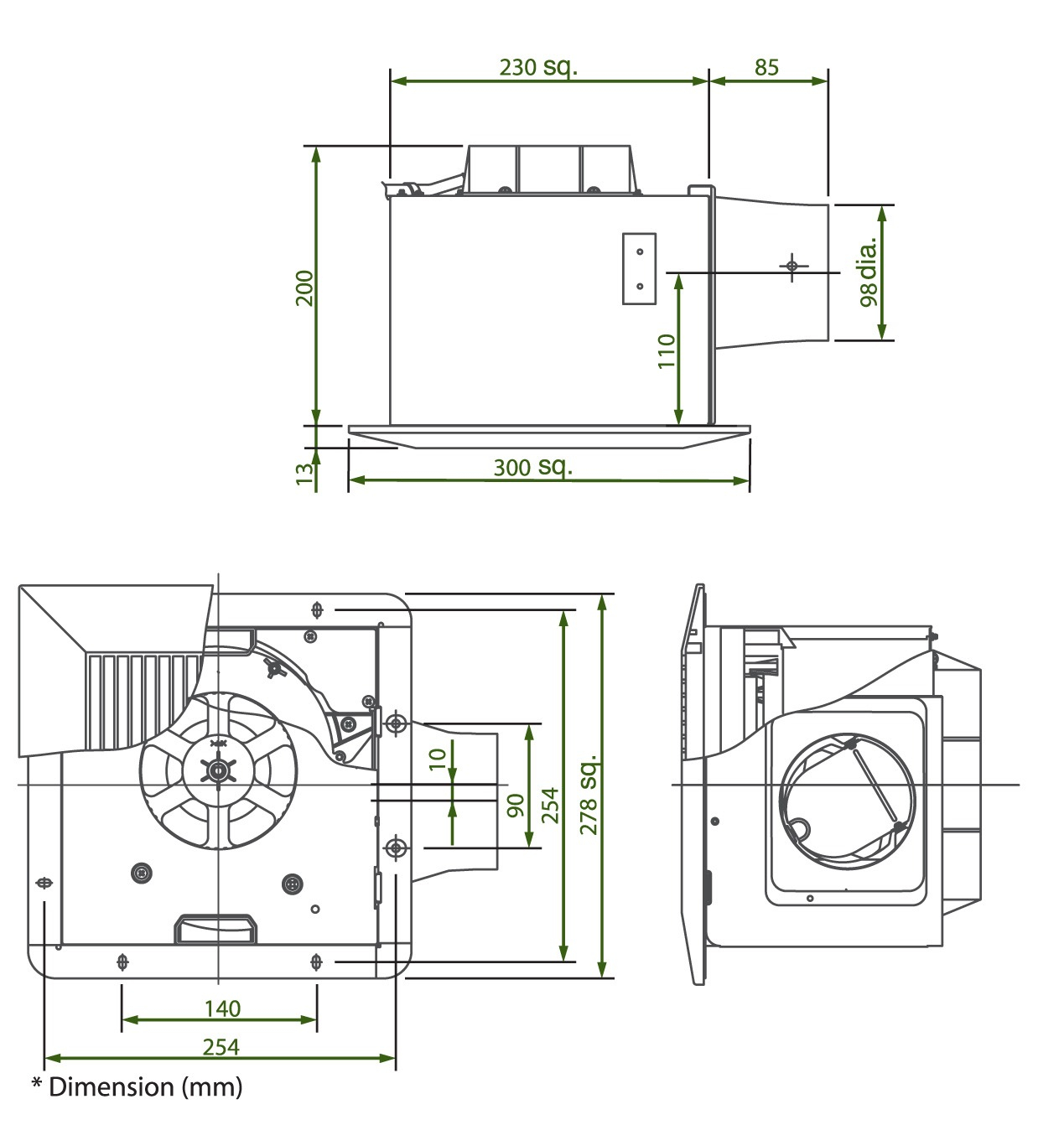 Kdk Ceiling Mount Ventilating Fan 24cm 24cuf in measurements 1269 X 1342