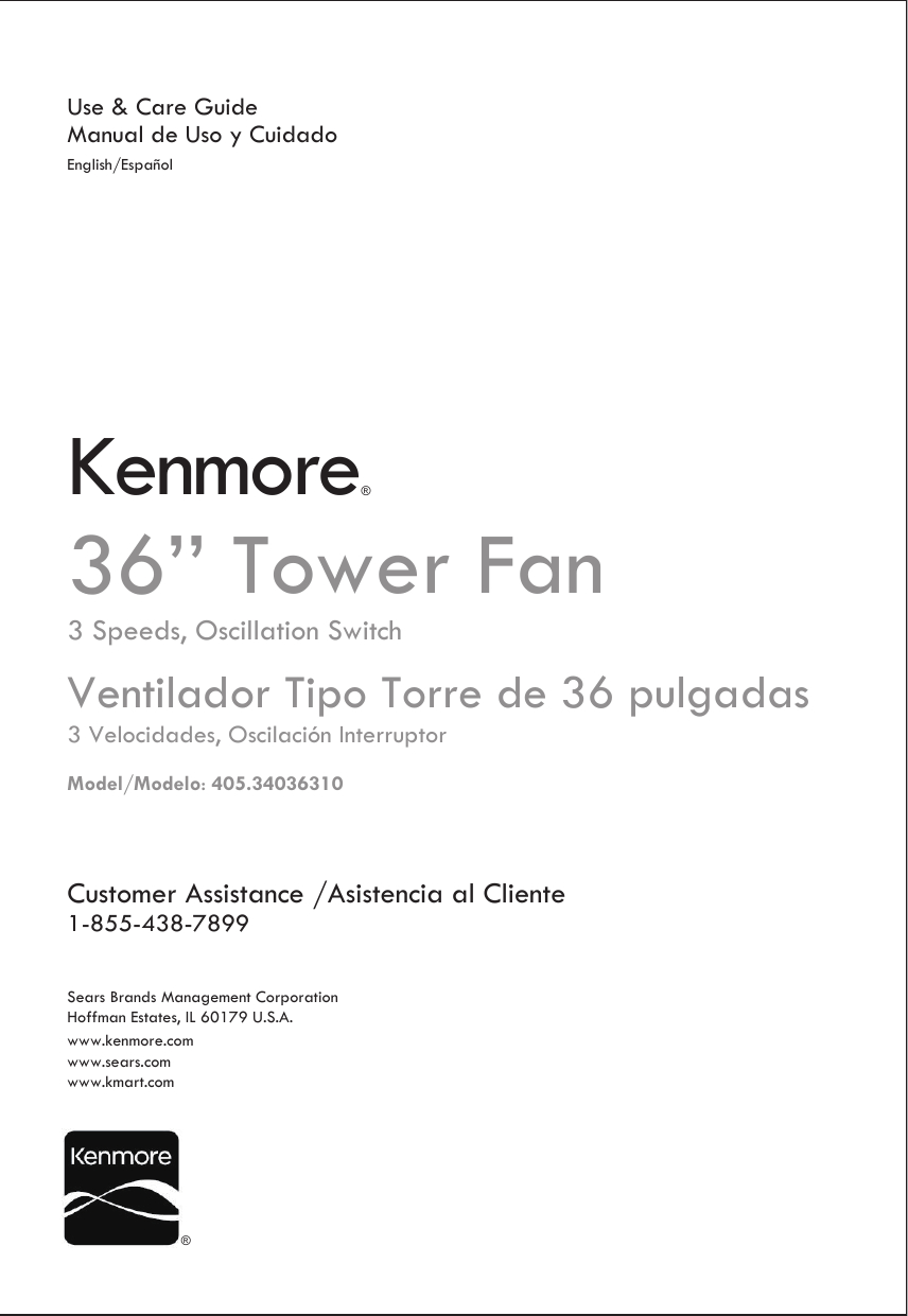 Kenmore Kenmore 36 Tower Fan 34036 Owners Manual Fz10 13cr regarding sizing 856 X 1241