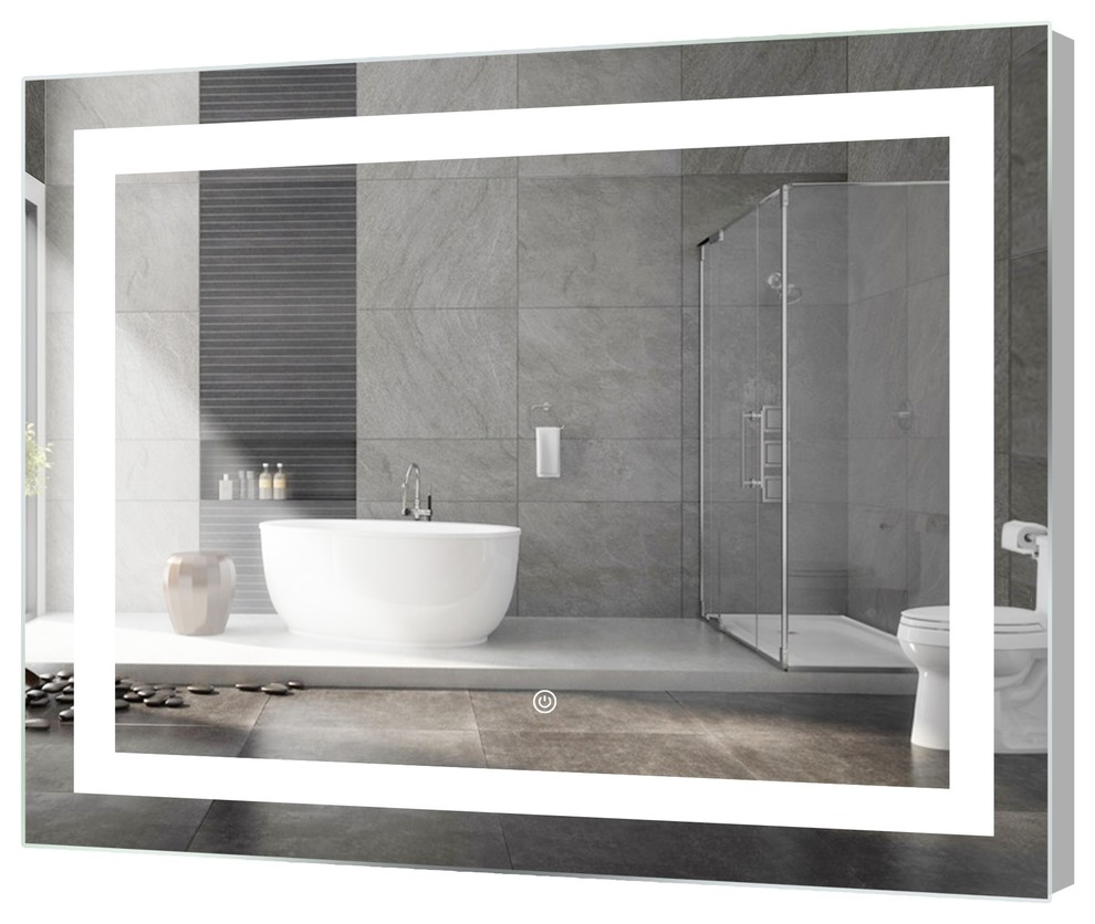 Kent Rectangular Led Mirror With Sensor 48x36 throughout dimensions 990 X 836