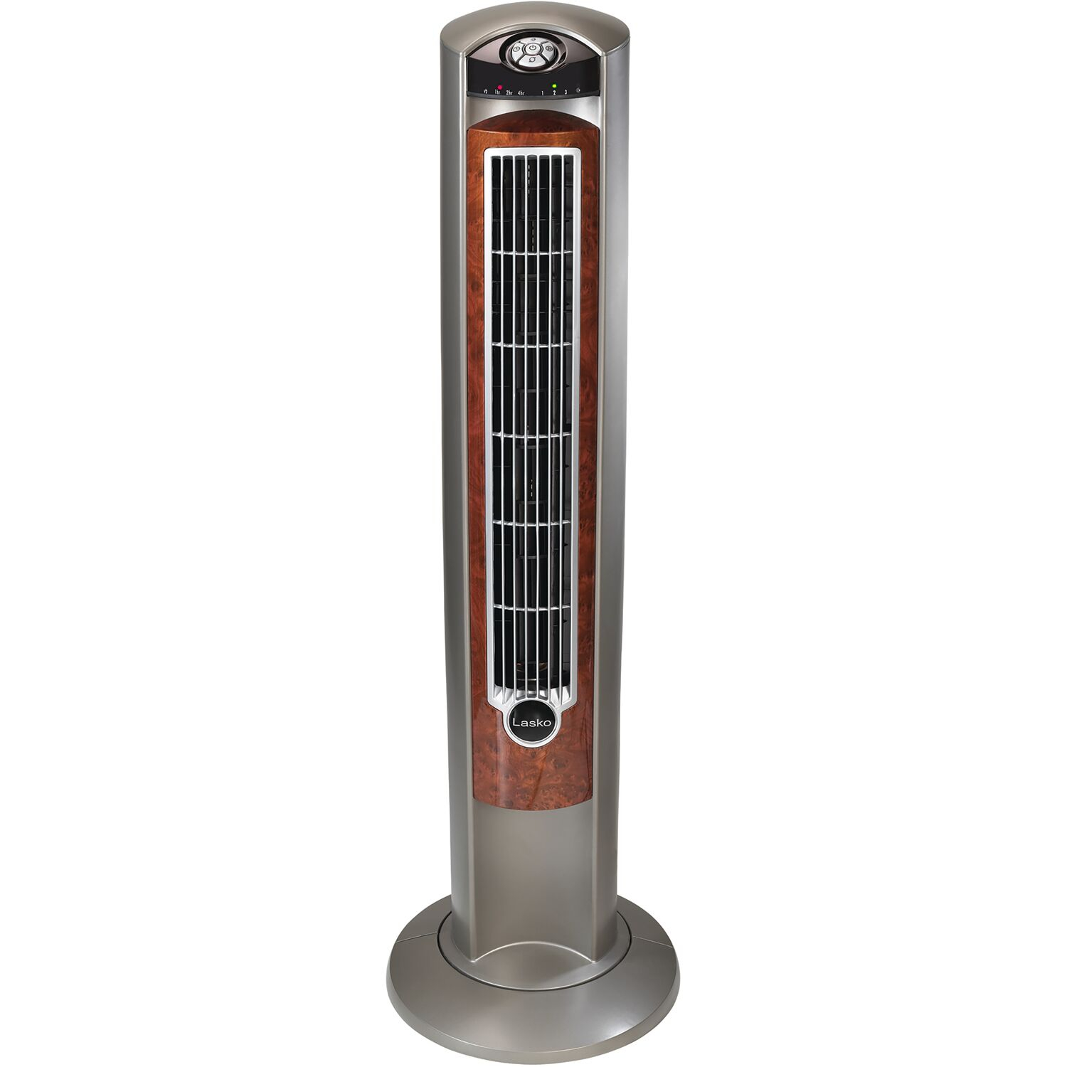 Lasko Wind Curve Tower Fan With Nighttime Setting Graywoodgrain with proportions 1500 X 1500