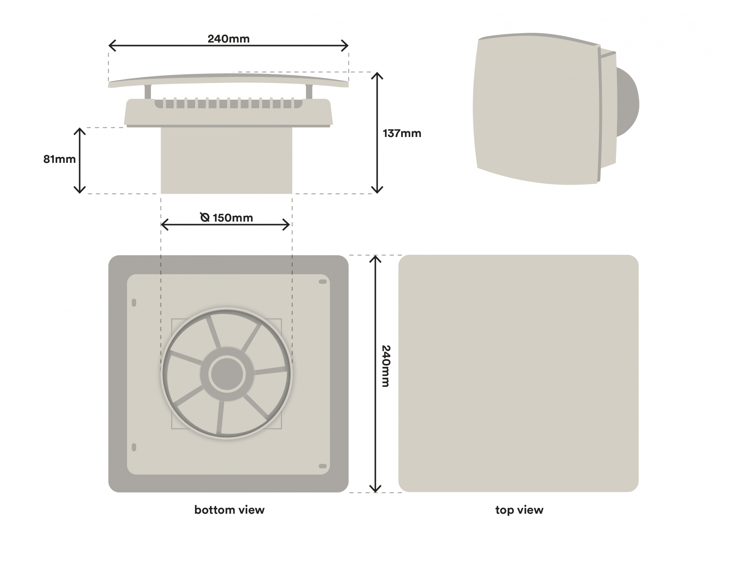 Ld Auto Small Cavity Exhaust Fan W Timer Auto Shutters 150mm White intended for size 3048 X 2330