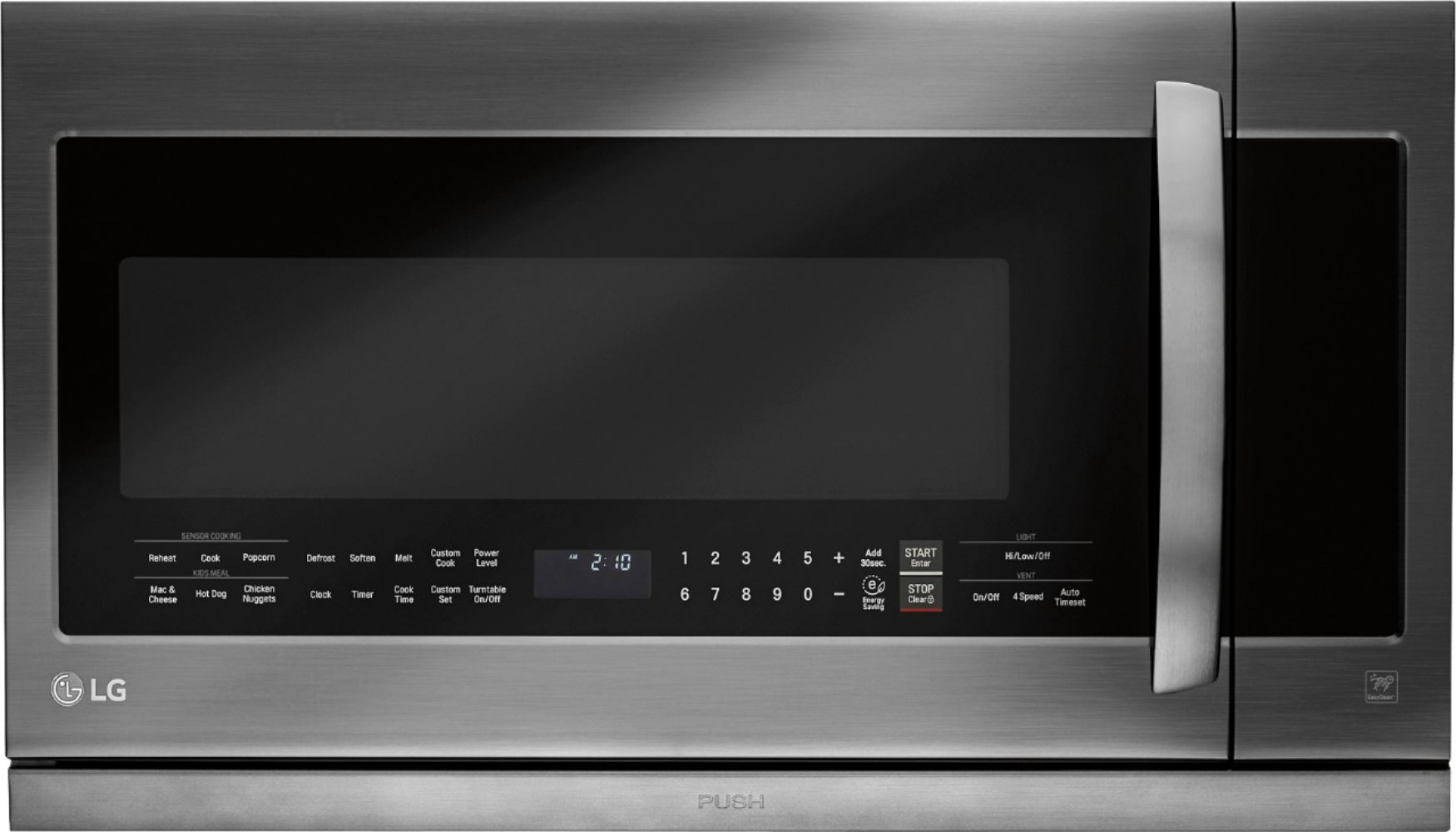 Lg 22 Cu Ft Extendavent 20 Over The Range Microwave With Sensor Cooking Printproof Black Stainless Steel in dimensions 1750 X 1000