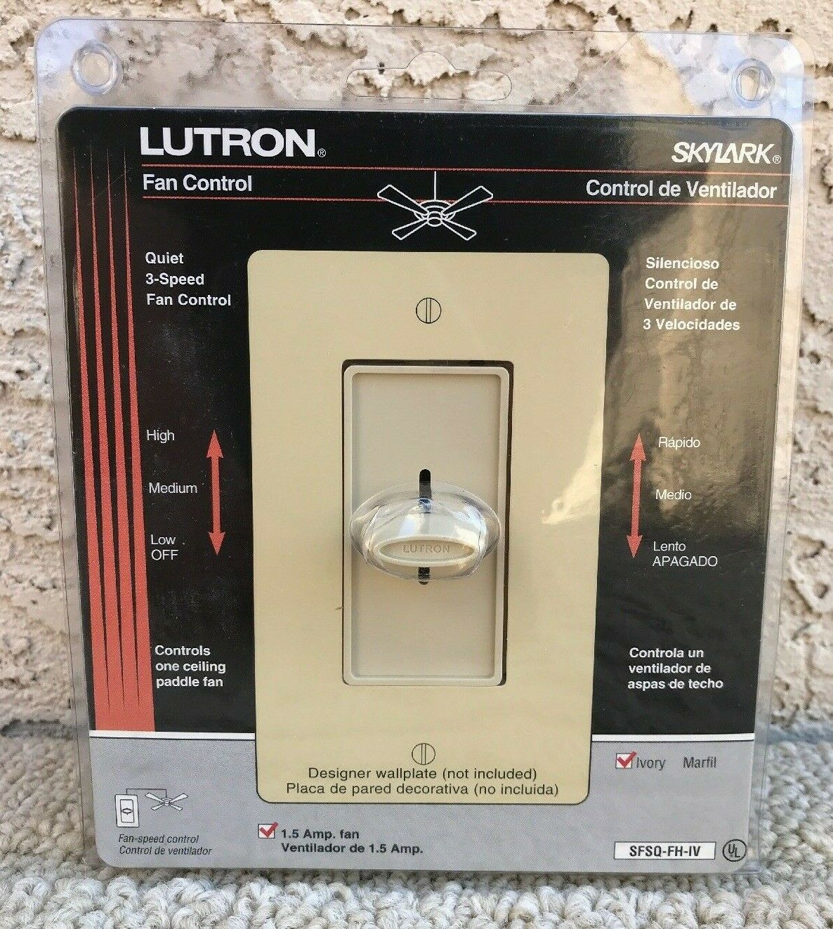 Lutron Sfsq Fh Iv Ivory 3 Speed Slide Ceiling Fan Control 15a Amp Single Pole with sizing 1186 X 1323