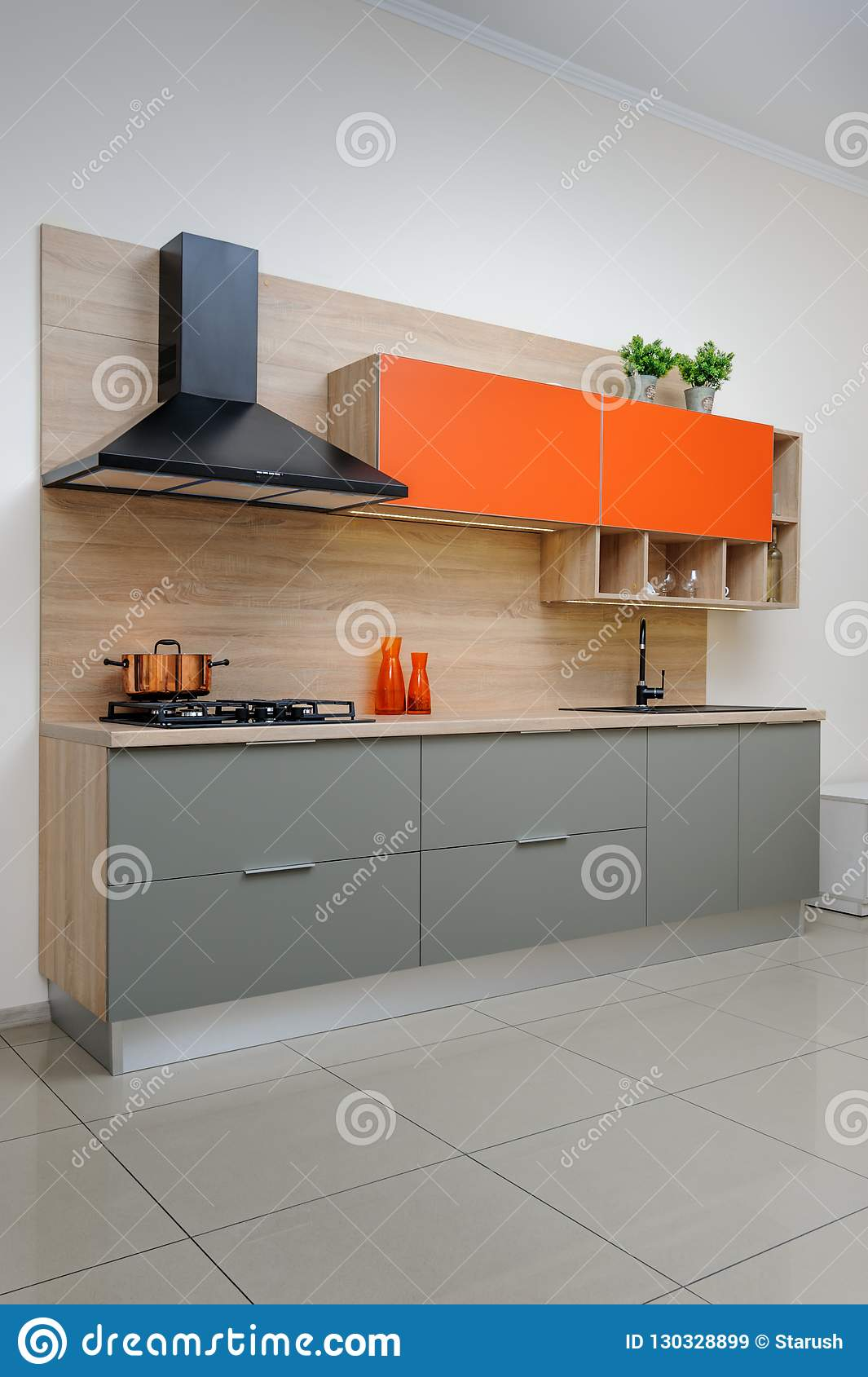 Luxury Modern Kitchen Stock Image Image Of Shelf Black with regard to sizing 1065 X 1689