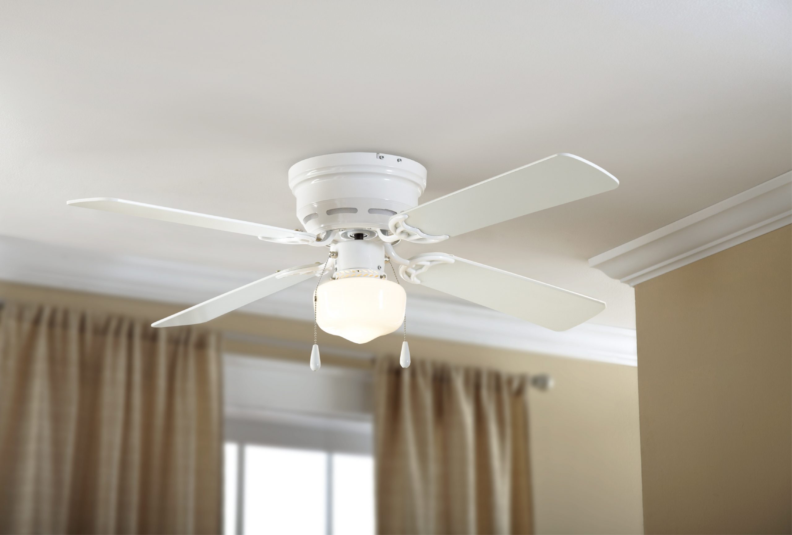 Mainstays 42 Hugger Indoor Ceiling Fan With Single Light White 4 Blades Led Bulb Walmart pertaining to sizing 4646 X 3138