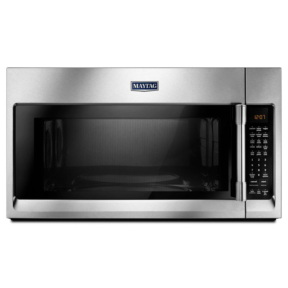 Maytag 19 Cu Ft Over The Range Convection Microwave In Fingerprint Resistant Stainless Steel inside measurements 1000 X 1000