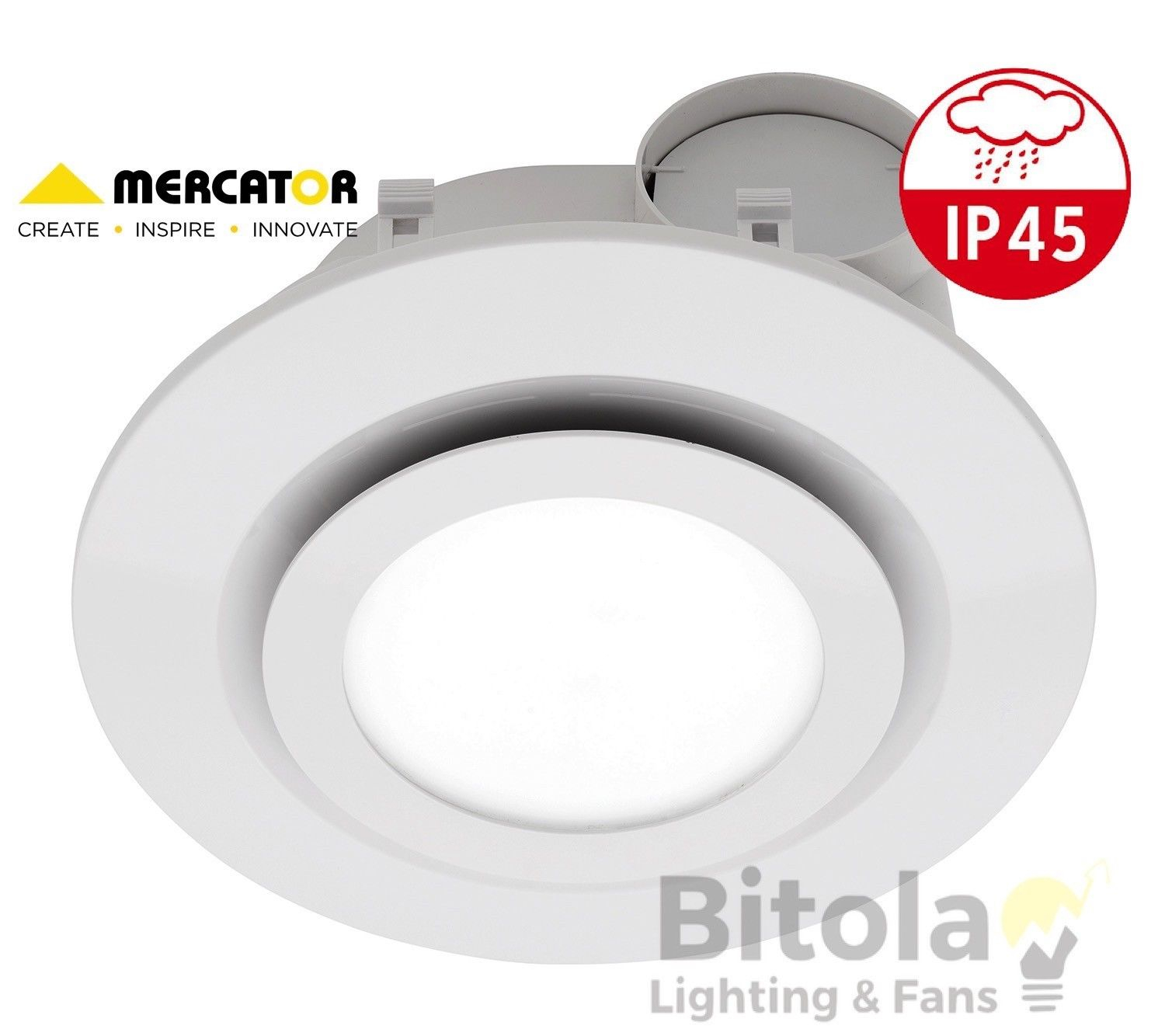Mercator Starline White 290mm 16w Led Light Bathroom Exhaust Fan Round within dimensions 1500 X 1334