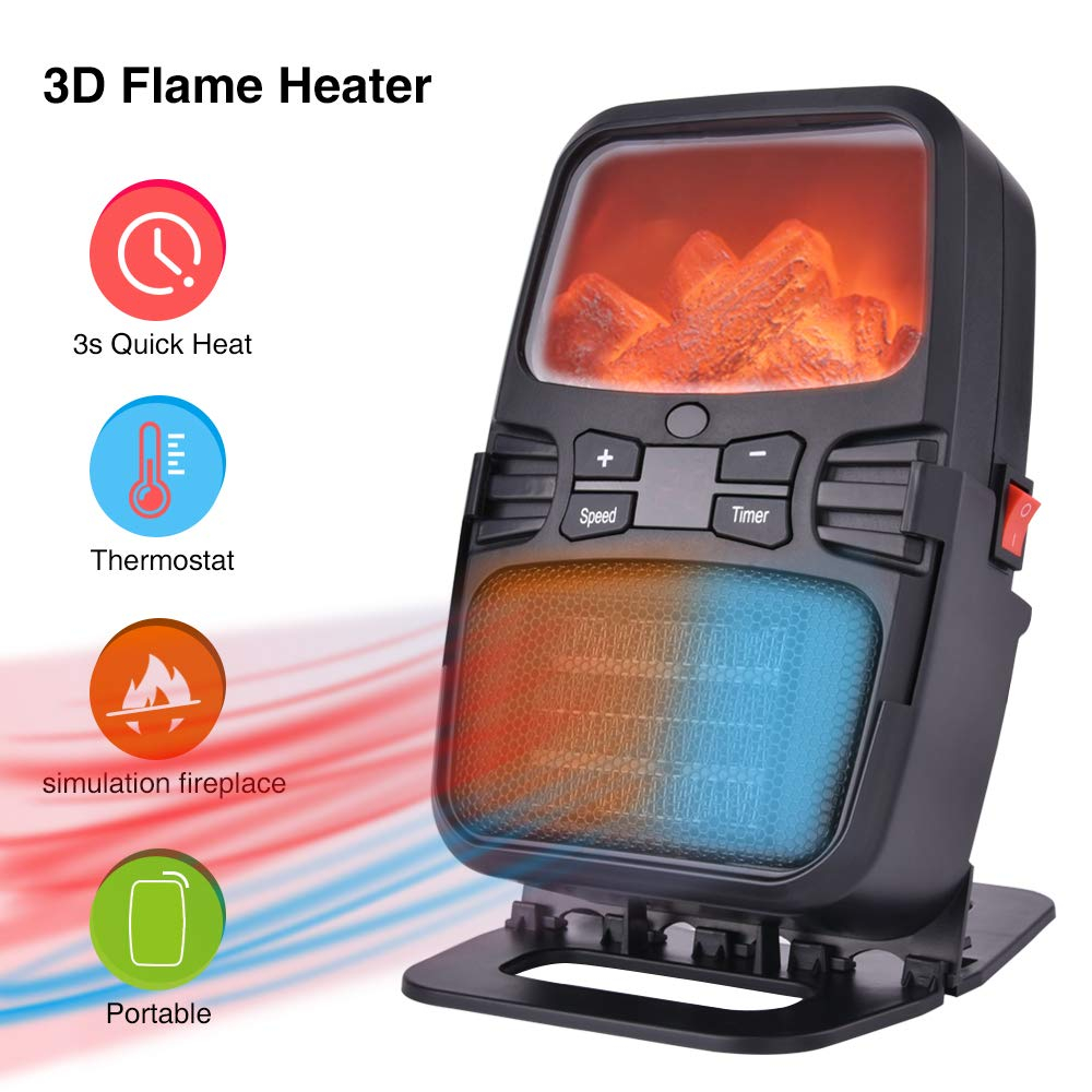 Mini Flame Heater Portable Space Heater Fan Heater With Adjustable Thermostat throughout proportions 1000 X 1000