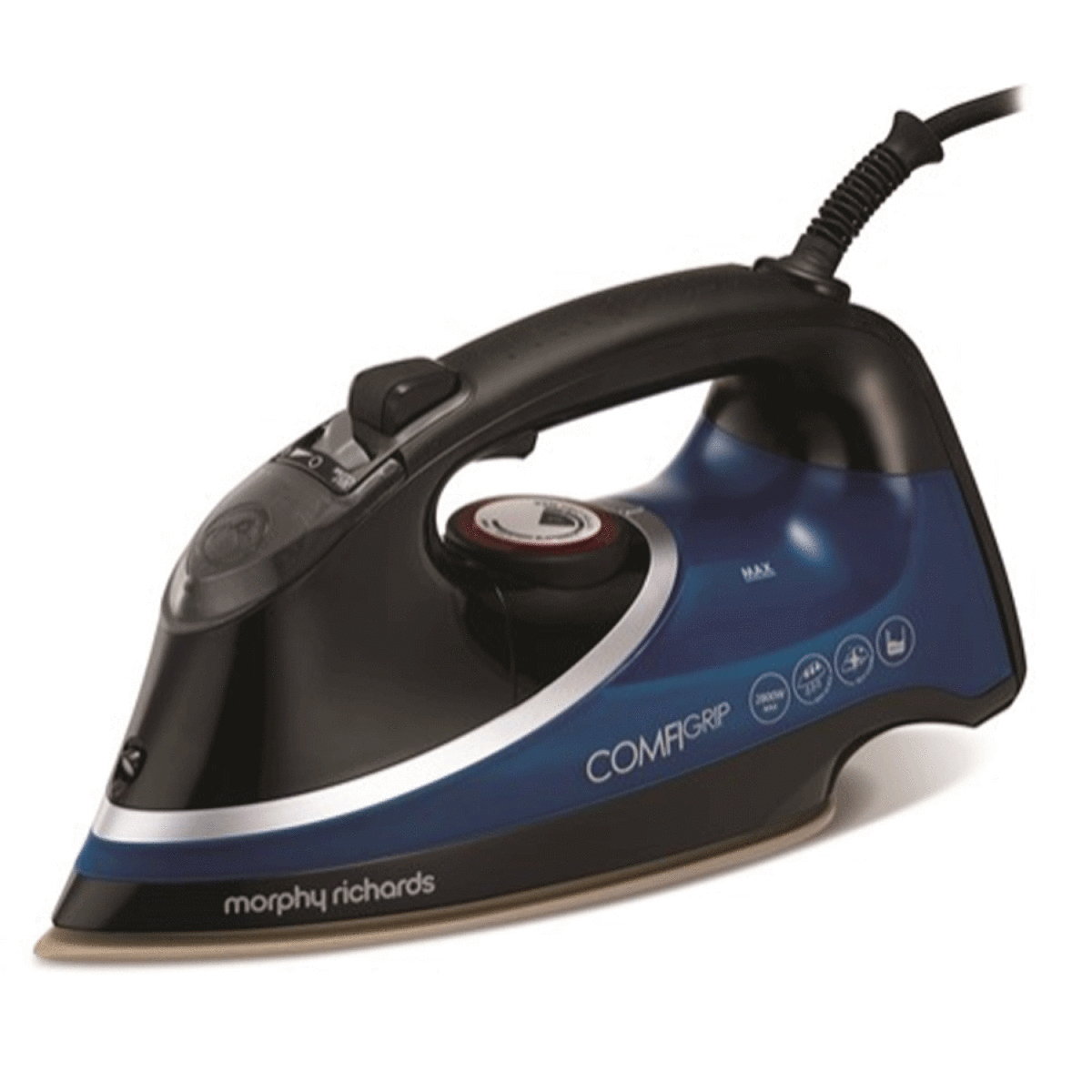 Morphy Richards Comfigrip Steam Iron With Pearl Ceramic Soleplate Blueblack with sizing 1200 X 1200
