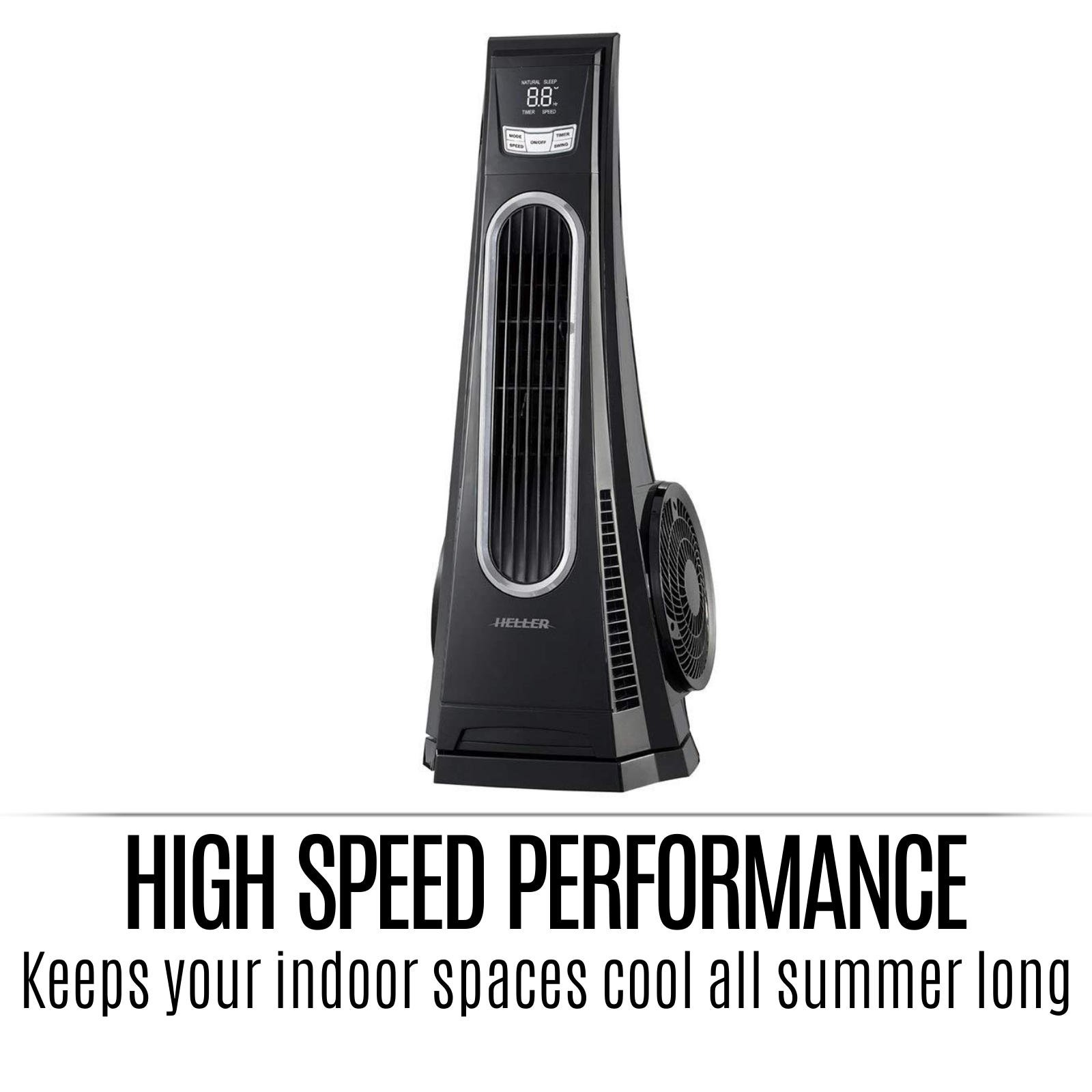 New Heller Turbo Tower Fan 75cm With Remote Control High Speed Wind Performance for dimensions 1600 X 1600