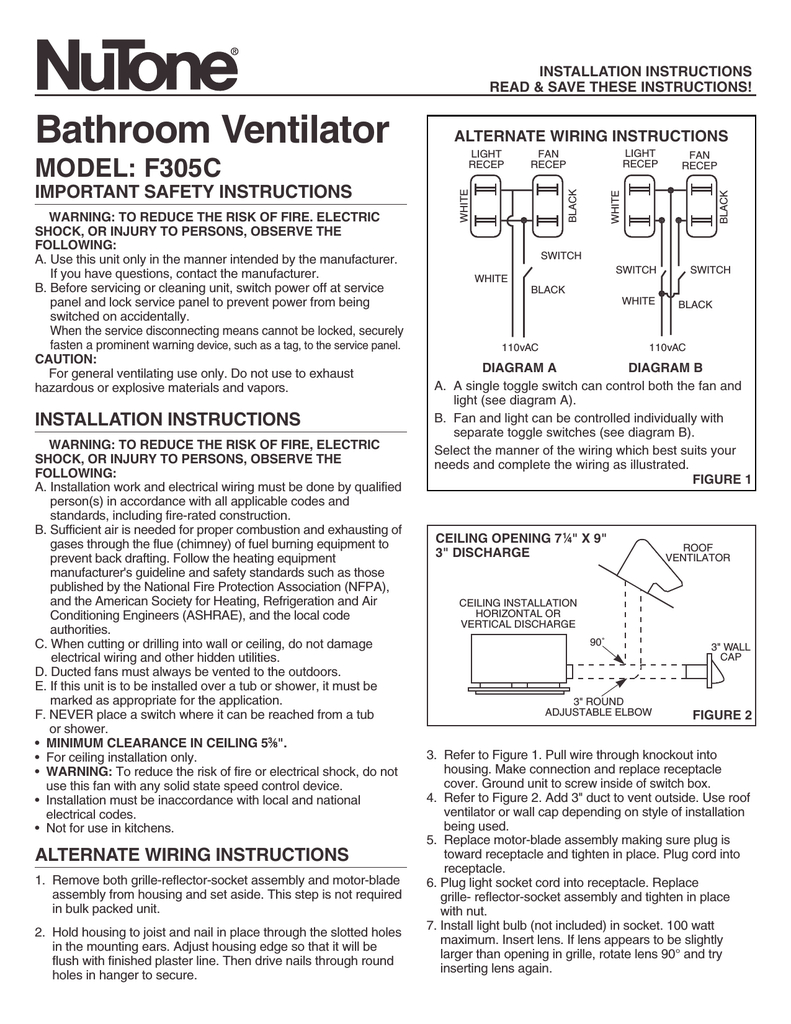 Nutone Bathroom Fan Light Installation Instructions Image inside measurements 791 X 1024