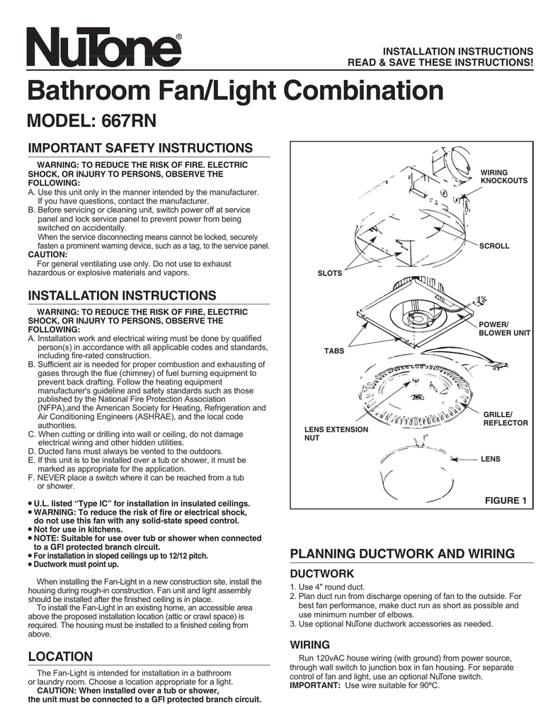 Nutone Bathroom Fan Light Installation Instructions Image intended for dimensions 791 X 1024