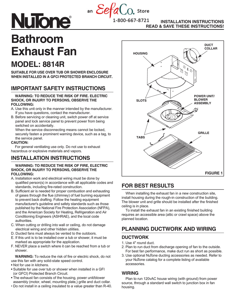 Nutone Bathroom Fan Light Installation Instructions Image pertaining to size 791 X 1024