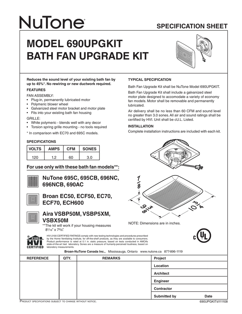 Nutone Ca 690upgkit S 111108 En Manualzz regarding proportions 791 X 1024