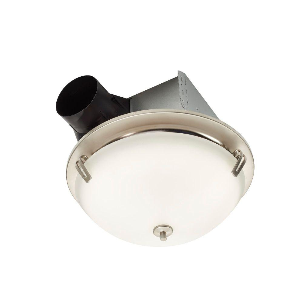 Nutone Invent Decorative Satin Nickel 100 Cfm Ceiling Install Bathroom Exhaust Fan With Light And Globe Energy Star for proportions 1000 X 1000