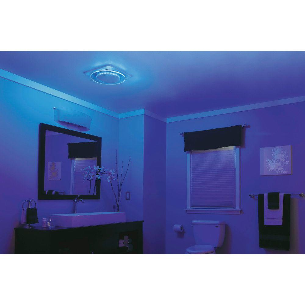 Nutone Lunaura Square Panel Decorative White 110 Cfm Bathroom Exhaust Fan With Light And Blue Led Night Light Energy Star inside dimensions 1000 X 1000