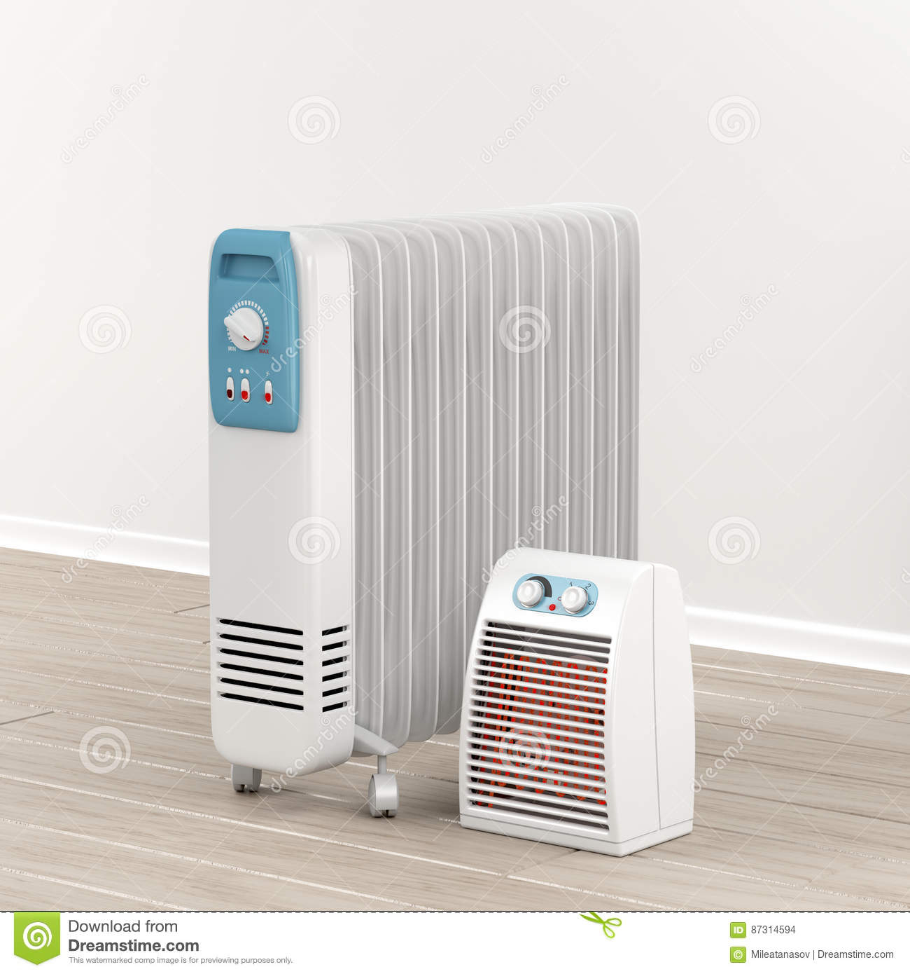Oil Filled Radiator And Fan Heater Stock Illustration inside dimensions 1300 X 1390