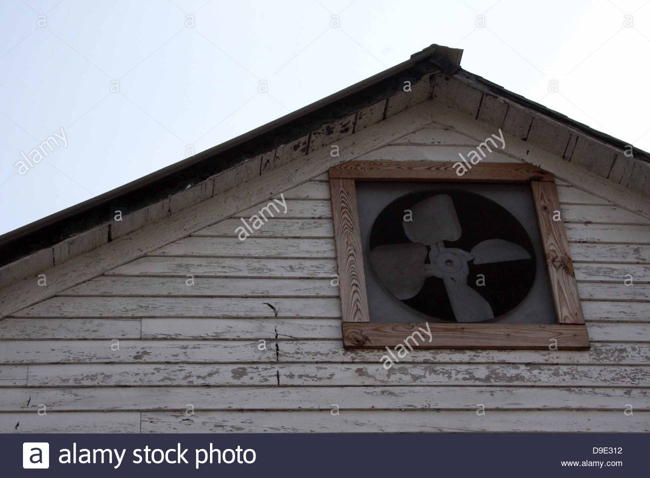 Old White Farm Barn Exhaust Fan Roof Wood Stock Photo with measurements 1300 X 956