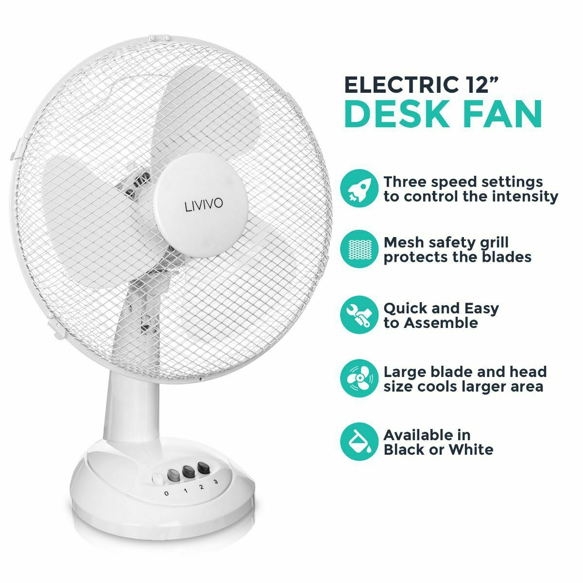 Oscillating Electric Desk Fan 912 3 Speed Silent Portable Home Office Cooling with size 1200 X 1200