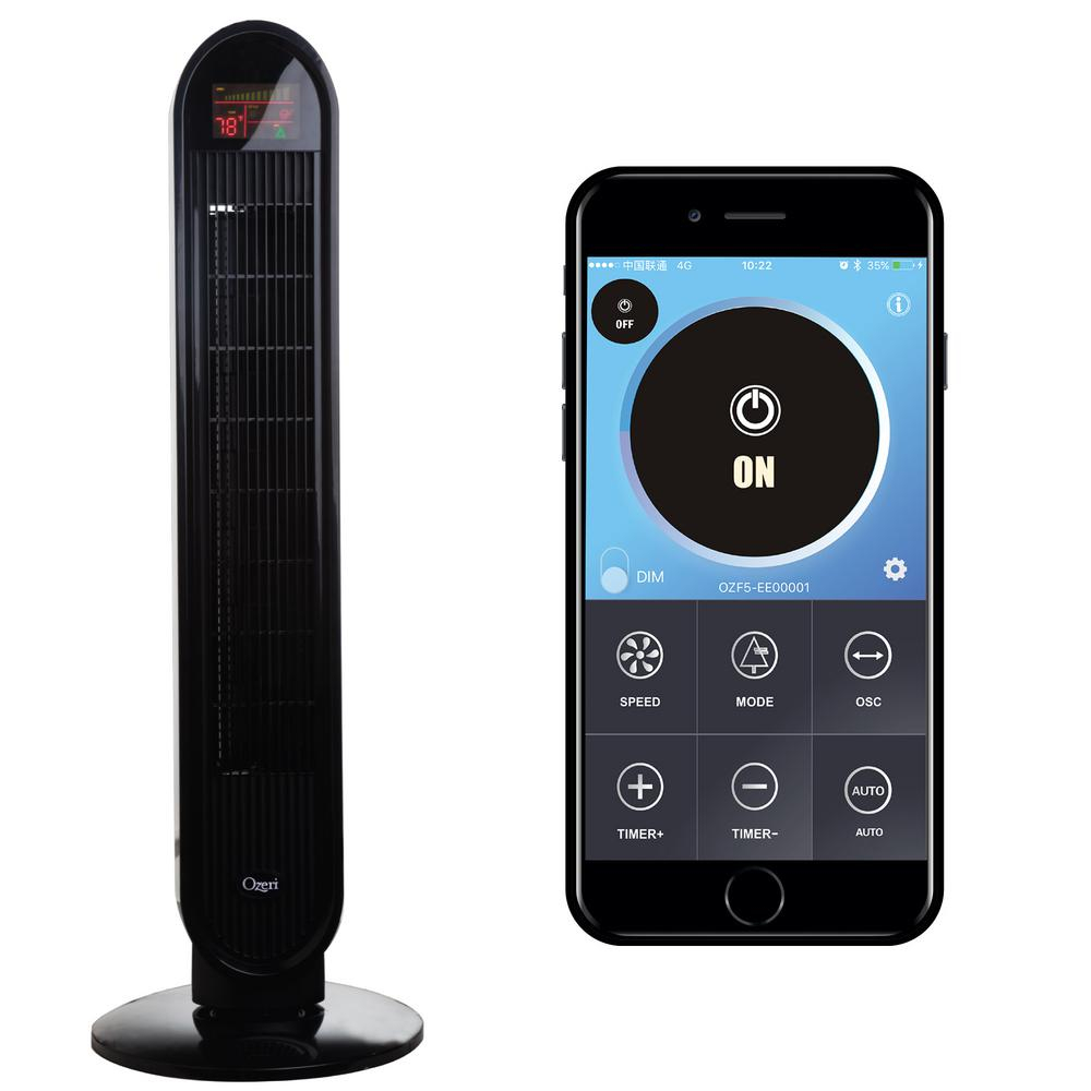 Ozeri 360 Degree 38 In Oscillation Tower Fan With Bluetooth And Micro Blade Noise Reduction Technology pertaining to proportions 1000 X 1000