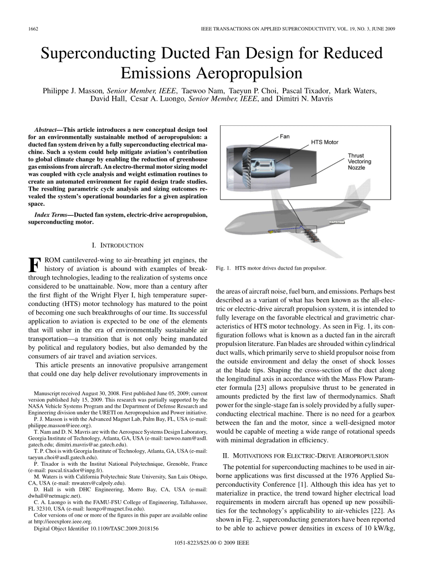 Pdf Superconducting Ducted Fan Design For Reduced Emissions for measurements 850 X 1134