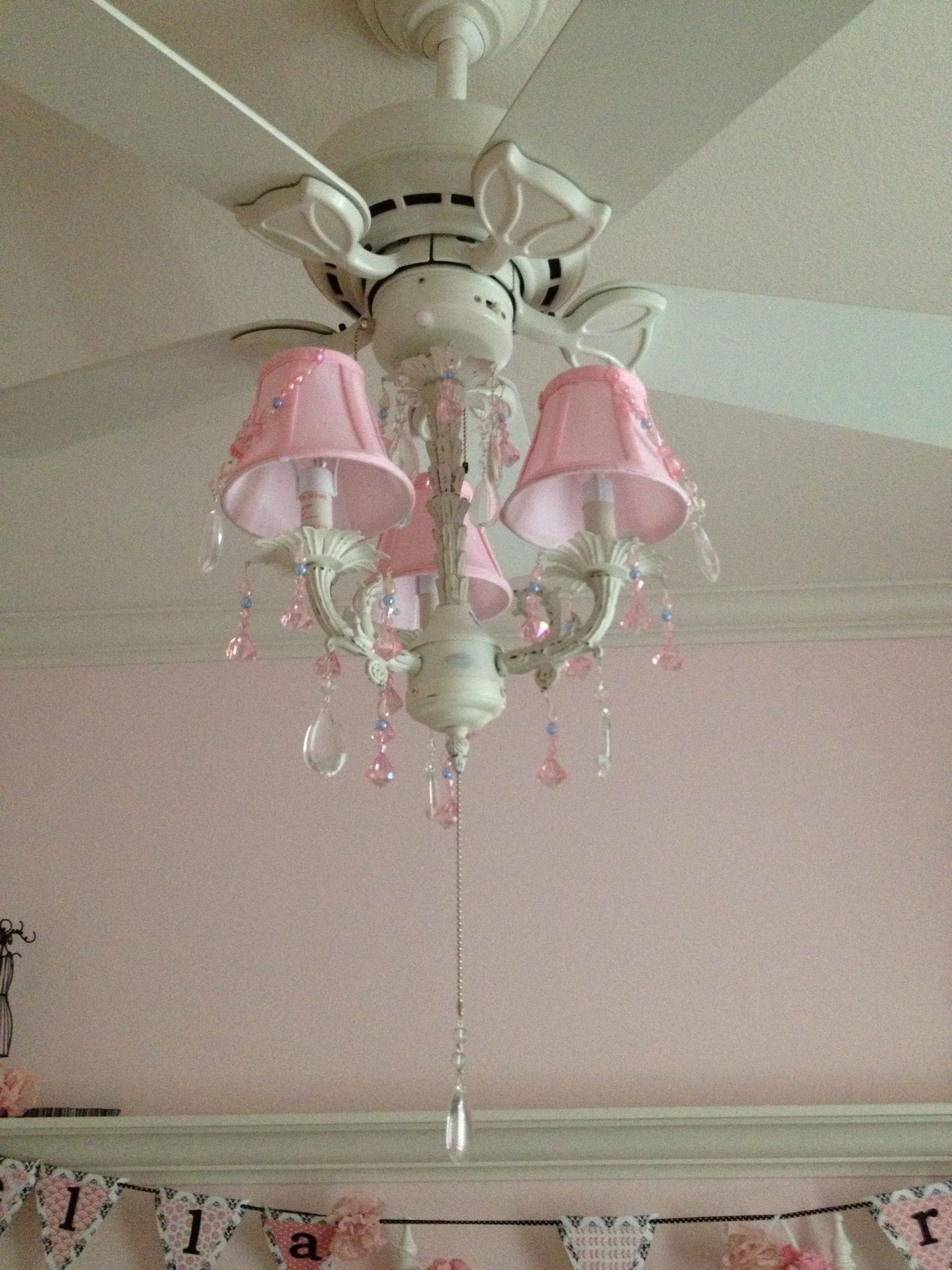 Pink Chandelier On The Fan With Images Girls Ceiling Fan within dimensions 2448 X 3264